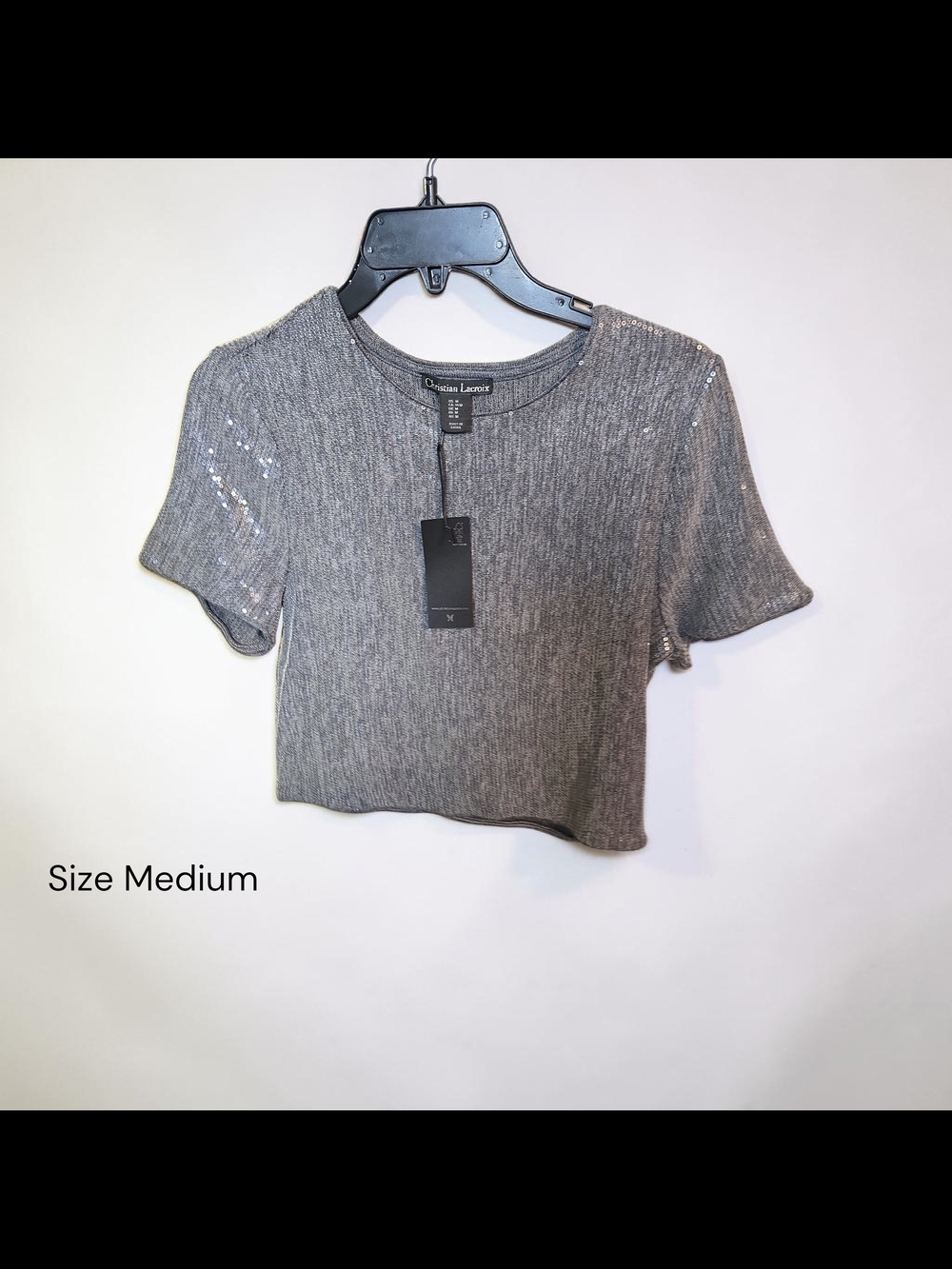 Metallic Gray Sequin Crop Top